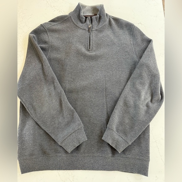 Tasso Elba 100% Cotten Men’s 1/4 zip up Charcoal Gray  Sweater - Picture 6 of 7